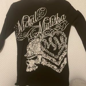 Black long sleeve metal mulisha thermal top